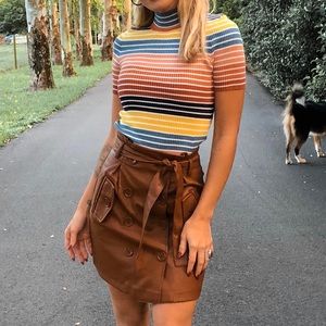leather skirt - brown/camel size XS